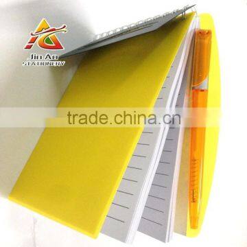 plastic notebook with pen