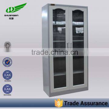 Lockable metal glass file cabinet