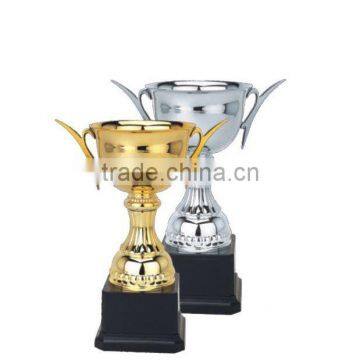 Golden silver various sports cups and trophies