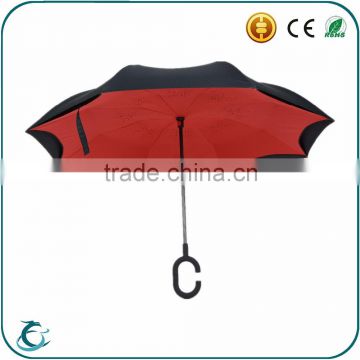 New innovation custom fancy upside-down inverted umbrella with C handle