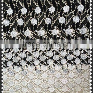 Guipure stout black and white chemical allover lace fabric