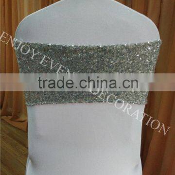 YHS#564 sequin band polyester banquet wedding wholesale chair cover sash bow                        
                                                Quality Choice