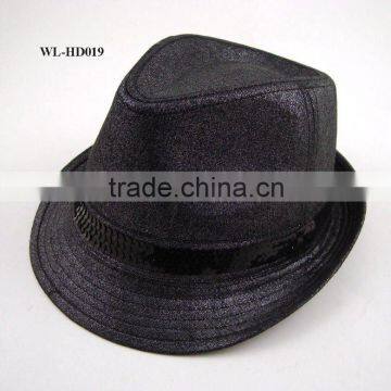 WL-HD019 BLACK FEDORA WITH SILVER GLITTER POWDER