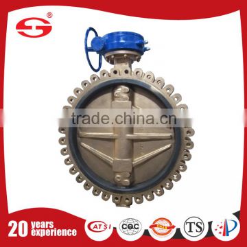 DN200 Al-bronze with hand lever price line-type soft seated Rubber lined butterfly valve