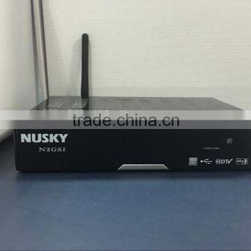 Stocks for 2016 new product NUSKY N2GST support DVBS2, DVBT2/ISDBT, GPRS, VFD, for South America market with IKS SKS twin tuner