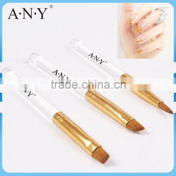 ANY Clear Acrylic Handle 3PCS Set Nail Art Nail Brushes for Gels and Acrylic