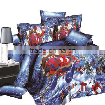 Santa Claus 3D Printed Bedsheet Sets Blue Christmas Beddings                        
                                                Quality Choice