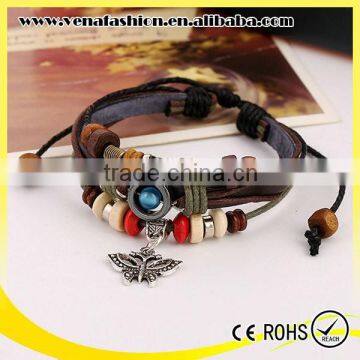 butterfly thick leather beaded wrap diy leather bracelet