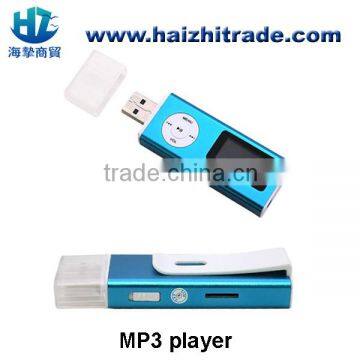 2-in-1 blue Mini Clip LCD Screen USB MP3 Player with speaker