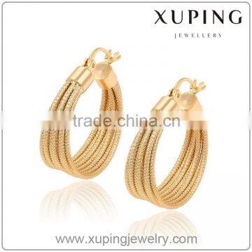 91554 fashion high quality 18k gold plated hoop earrings,hot sale gold earring designs for wommen