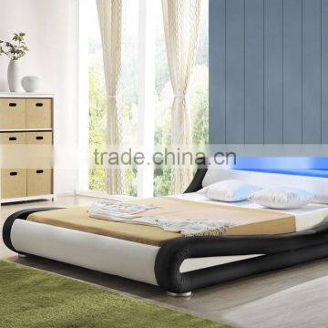 Exclusive Italian Designer Curve PU Leather LED Bed