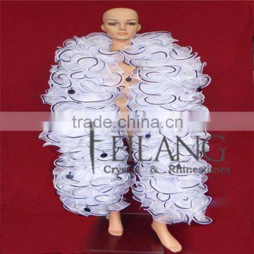 Feather Showgirl Latin Drag Leotard Coat