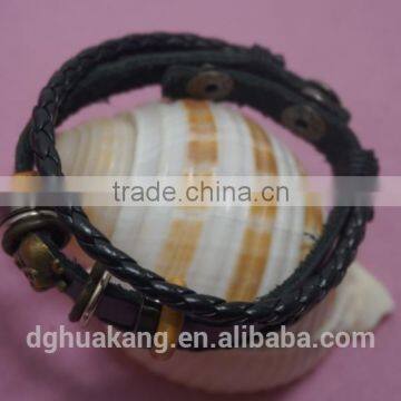 Superthin Braided Leather Cord Carabiner Closure Bracelet photo-2