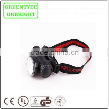 high power portable weatherproof ABS rechargeable creee led headlamp with Adjustable and elastic Nylon headband