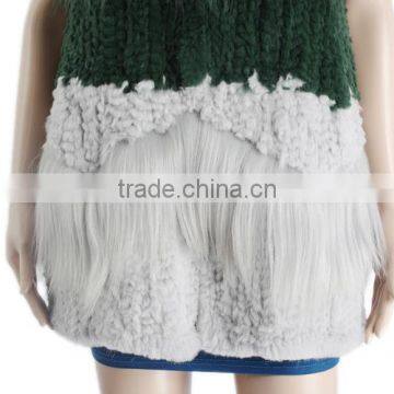 Women Sheared Rabbit Fur and Goat Fur Vest / Women Real Fur Vest/Stylish Long KZ150092 photo-4