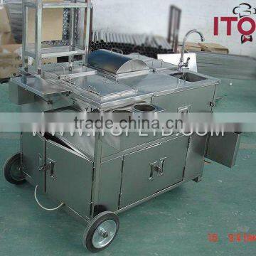 Stainless Steel Mobile Gas Hot Dog Cart , Food Cart , Street Food Kiosk Cart for Sale photo-2
