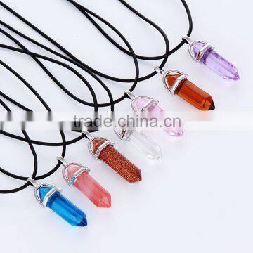 New Design Rough Rock Crystal Point Pendant With Rhinestones Semi Precious Stones Pendants