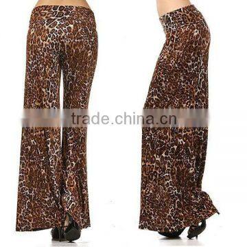 2015 Latest Design Leopard Print Women Wide Leg Pants Trousers L1875