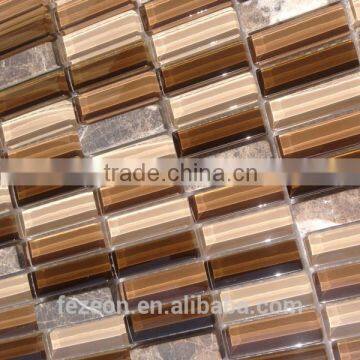 strip brown luxury tile design glass mosaic mixed stone