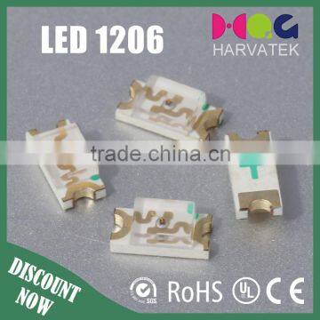 Best quality 1.1mm thick 25mA sanan chip 1206 blue smd led datasheet