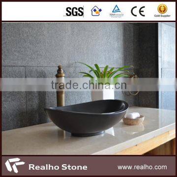 Black Granite Top Mount Oval Artistic Wash Sink