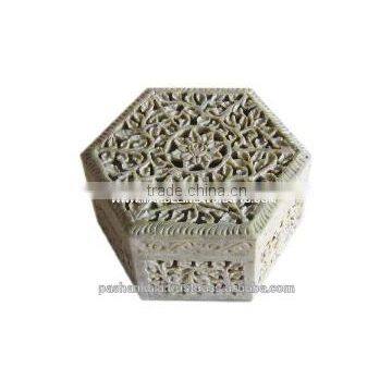 Octagonal Soapstone Jaali Work Box