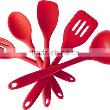 FDA LFGB Approved Red Silicone 5 Piece Kitchen Utensil Set