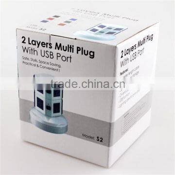 ME-S2 2 Layer CE Approved 220V Mult Vertical Desktop Tower Plug Socket With 2 Usb Port and 1 Meter Power Line for Home/office photo-5