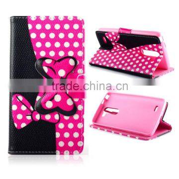 Bow Leather Flip For LG G3 stylus Phone Shell Case For LG G3 stylus Phone Cover Case PU Retro Cover For LG Stand Wallet