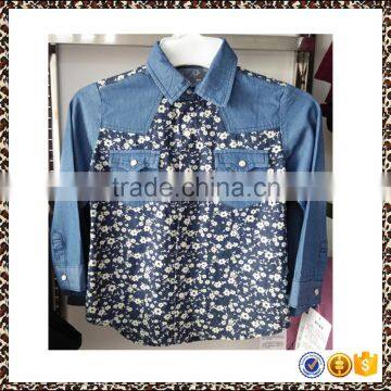 2015 Fashion 100%cotton High Quality Ptined Denim Girl Shirt