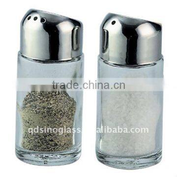 SINOGLASS 2pcs Mini Cylindric Glass Salt & Pepper Set