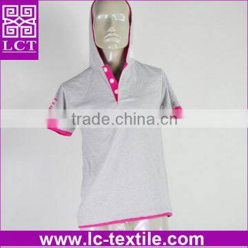 wholesale soft cotton blank custom hoodie polo shirt with short sleeve