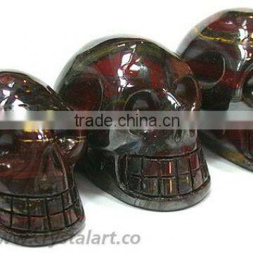 Red-Tiger Eye Carved Skull Shape