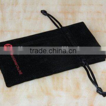 Alibaba china most popular velvet pouch with silver logo