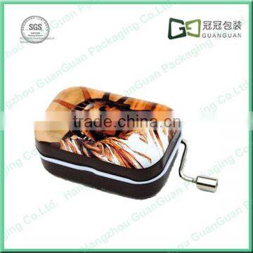 Hot sale rectangle metal music tin box with wave