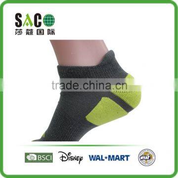 Fluorescence Green Free Terry Grey Low Cuff 4F Cotton Sports Socks photo-3