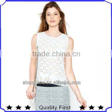 2013 women elegant tops and clothes 100% polyester hollow out tops and clothes ODMOEM