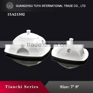 Square Design Special Style Pure White Ceramic Dinner Set photo-4