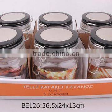 6pcs glass storage jar in a paper tray