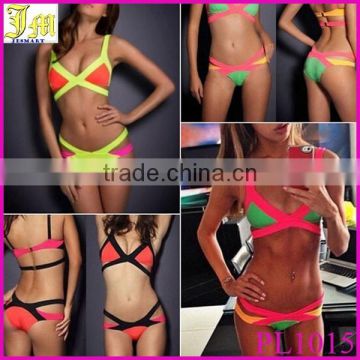 Wholesale 2015 New Sexy Women Bandage Strappy Bikini Set Mature Women Swimwear Push-up Padded Swimsuit