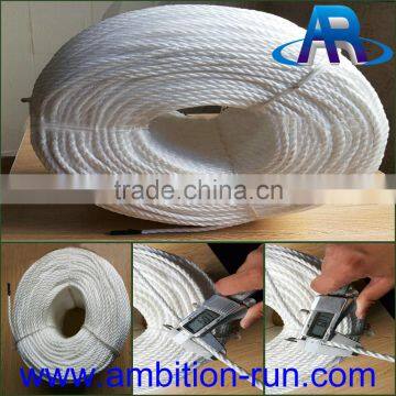 Hot sale white 6mm 3 strand PP/polypropylene rope