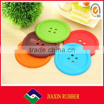 Promotion multicolor fastener button shaped cup glass mat