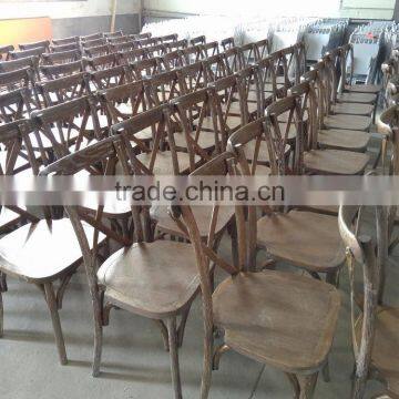 Solid Wood Stacking Antique Finish Cross Back Chair photo-3