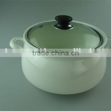 Cheap ivory white ceramic soup tureen with glass lid