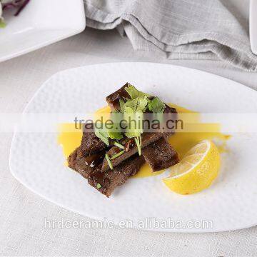 22.5*15*1cm Star Hotel White Ceramic Dinner Plate Beef Plate