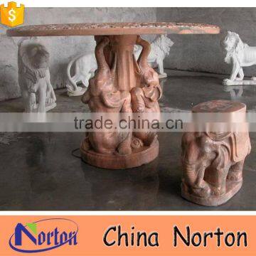 carving elephant statue marble table outdoor decoration NTS-B157X