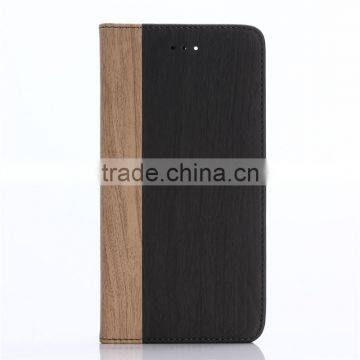 Nature Wood Grain PU Card Bumper/pocket Cell Phone Case for Iphone photo-3