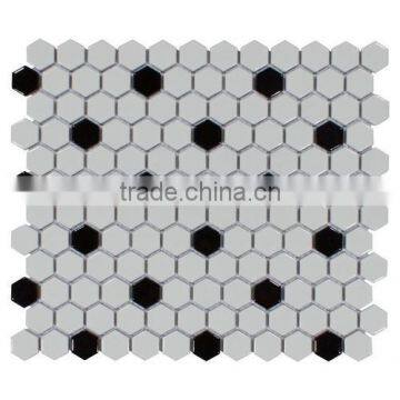 white marble mixed hexagon nero marquina premium mosaics tile