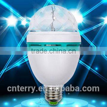 Newly launched Auto Mini Party Light Stage Lighting LED Bulbs E27 B22 3W Bulb Full Color RGB LED Plastic Rotating Lamp