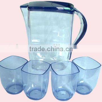 2000ml Clear Fashionable Plastic Cold Water Jug Set With 4 Cups photo-2